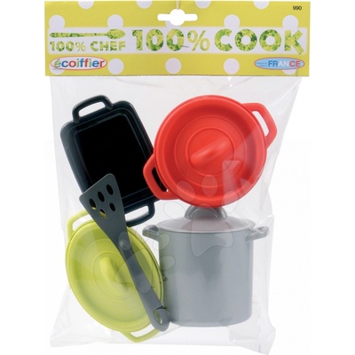 Écoiffier 100% Chef hrnce Cook 990-1 zeleno-červeno-černo-stříbrný