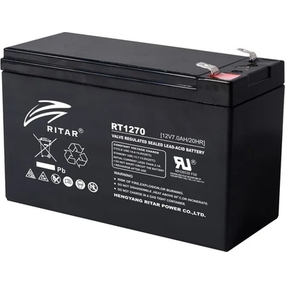 Ritar Power Акумулаторна батерия Ritar Power RT1270, 12V, 7Ah, AGM, Т2 конектори (RT1270)