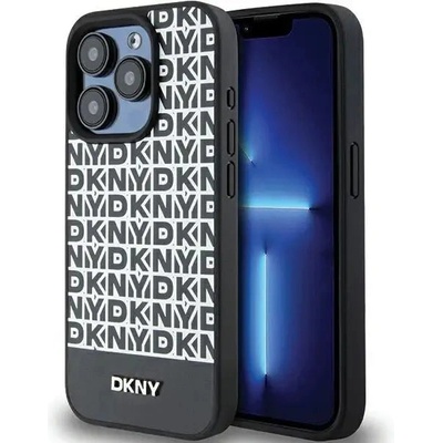 DKNY Кейс DKNY Leather Printed Pattern Metal Logo MagSafe за iPhone 15 Pro, черен (3666339262235)