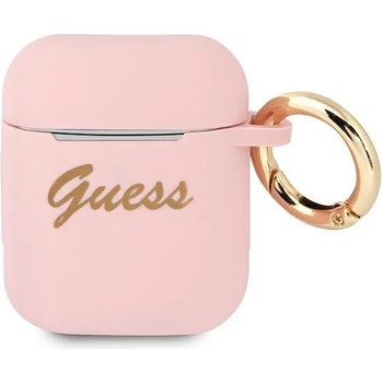 Guess Калъф Guess GUA2SSSI Vintage Script за Apple AirPods, розов/силикон (GUE001378)