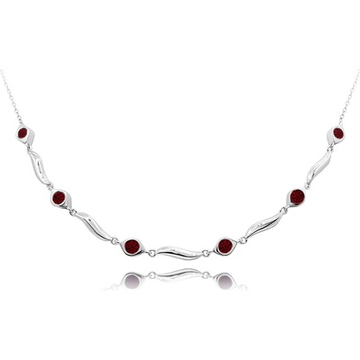 Minet Elegantní stříbrný s červenými zirkony JMAS0137RN45