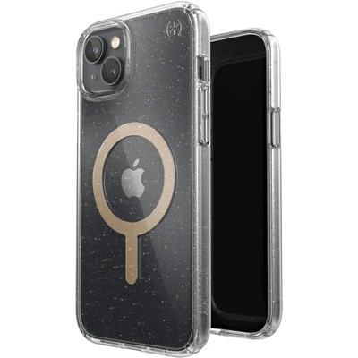 Speck Presidio Glitter Perfect Clear - удароустойчив хибриден кейс с Magsafe за iPhone 14 (прозрачен)