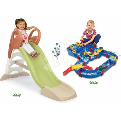 Smoby Set šmykľavka s vodnou hrou a vodná dráha s priehradou KS Slide Life dĺžka šmyku 150 cm