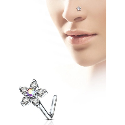 Steel Edge piercing do nosu kytička SENOL-625 Bílá