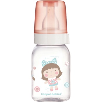Canpol babies Стъклено шише с антиколик биберон Canpol - Розово, 120 ml (42/202C)