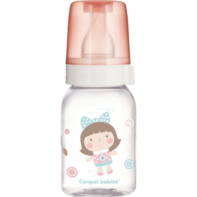 Canpol babies Стъклено шише с антиколик биберон Canpol - Розово, 120 ml (42/202C)
