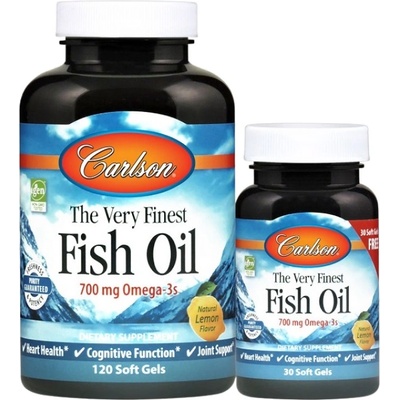 Carlson Labs The Very Finest Fish Oil 700 mg [120+30 Гел капсули] Лимон
