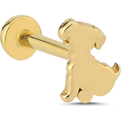 Lillian Vassago Zlatý piercing labreta s motivem pejska LLV92-GPI047LB