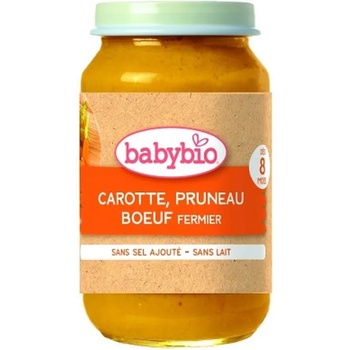 Babybio Био зеленчуково пюре Babybio - Морков, сини сливи и говеждо месо, 200 g (3288131500652)