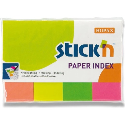 Stick’n by Hopax Samolepicí záložky Index Notes 50 x 20 mm, 4 × 50 listů