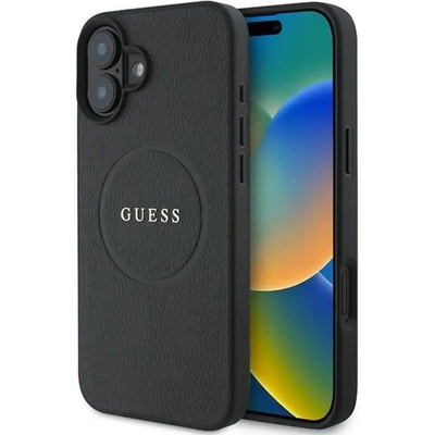 GUESS Калъф Guess Grained Gold Ring MagSafe за iPhone 16 Plus - черен (3666339303518)