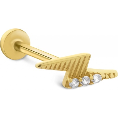Lillian Vassago Zlatý piercing labreta blesk se zirkony LLV92-GPI111LB