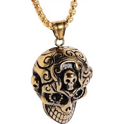HARAHU Мъжки Колие Череп - Златно kp20474 (20474)