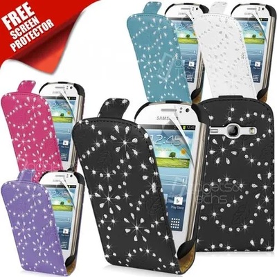 Samsung Galaxy Fame S6810 Diamond Bling Flip Калъф + Протектор