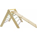 Montessori ELIS DESIGN Piklerovej trojuholník light + doska 2v1 natur modré priečky