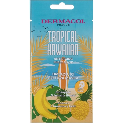 Dermacol Tropical Hawaiian omladzujúca textilná maska s extraktom z ananásu a banánového kvetu 15 ml