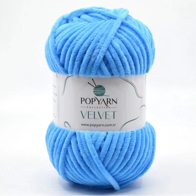 POPYARN Pletací příze Velvet B019 - modrá