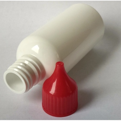 Steza Plastová bílá lékovka z červeným víčkem 50 ml.