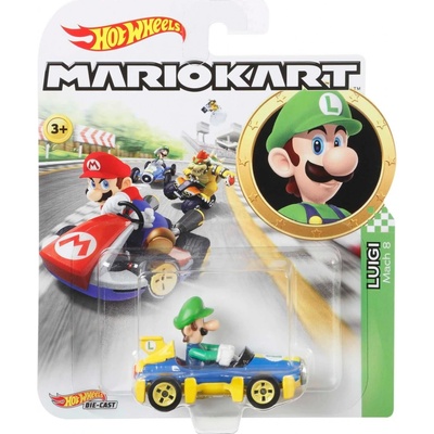 Toys Mario Kart Hot Wheels Diecast Vehicle Luigi 8 cm
