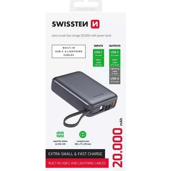 Swissten 20000 mAh stříbrná