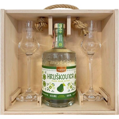 Marsen Traditional Hruškovica 42% 0,5 l (darčekové balenie 2 pohare)