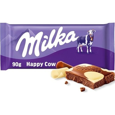 Milka Happy Cows mliečna čokoláda z alpského mlieka a bielej čokolády 90 g