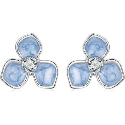 Grace Silver Jewellery Stříbrné náušnice se zirkony Blue Flower E-SCE1824/264 Modrá