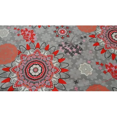 Dakoračná látka MANDALA veľká sivá šírka 280cm