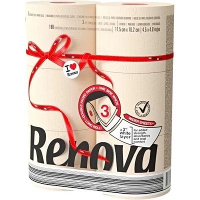 Renova луксозна тоалетна хартия 3 пластова екрю 6 ролки