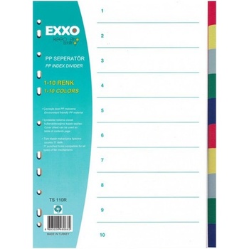 Image 1 of Exxo Разделител Exxo, за документи с формат до А4, с десет цветни теми, бял (OK1382)