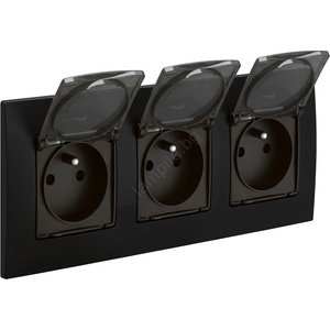 Legrand - Тройна външна розетка NILOE 250V IP44 черна (LR0003D)