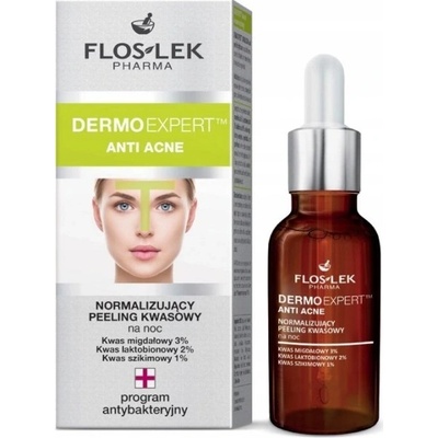 Floslek Dermo Expert Anti Acne normalizujúci nočný kyslý peeling 30 ml