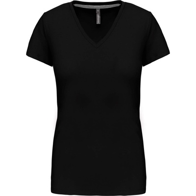 Kariban v-neck k381 / Дамска тениска с къс ръкав - черна m (20k38100202)