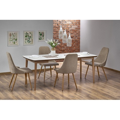 Halmar Разтегателна трапезна маса barret бяло / дъб лефкас