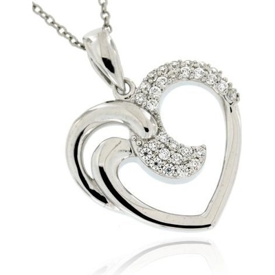 Zlatnictví U Kostela Stříbrný přívěsek srdíčko s bílými kamínky 308859308