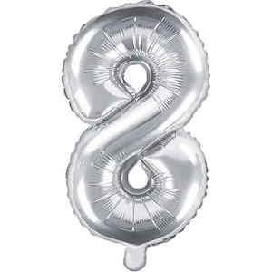 PartyDeco Балон от фолио Mini - число 8 сребърен 35 см