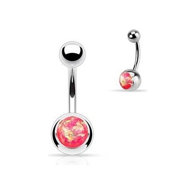 Šperky4U piercing do pupíku banánek růžový opál BS1058-P