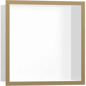Hansgrohe XtraStoris Individual - Ниша за вграждане в стена с дизайнерска рамка, 30x30x10 см, матово бяло/браширан бронз 56099140 (56099140)