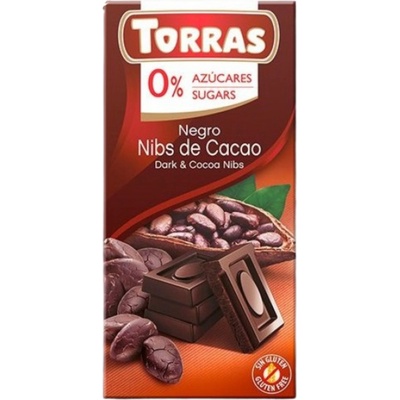 TORRAS HOŘKÁ S KAKAOVÝMI BOBY BEZ CUKRU 75 G