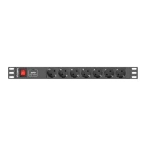 Lanberg Удължителен кабел Lanberg, 7 гнезда, с ключ, 2 м, черен, червен - mallbg - 32,00 лв