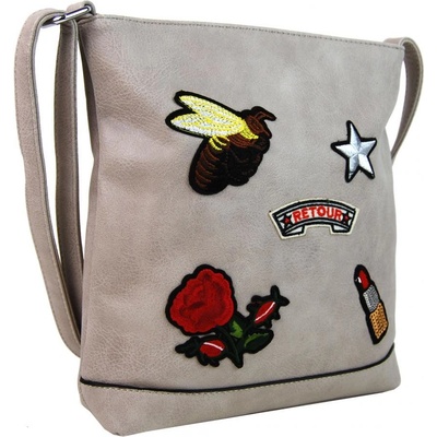 Crossbody kabelka s výšivkami YH1636 světle šedá