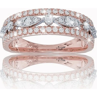 VIPgold Zlatý prsteň s bielymi zafírmi v červenom zlate RE3805bc S