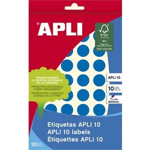 APLI Етикети, кръгли, 16 мм, с ръкописен текст, цветни, apli, сини, 432 етикета/пак 02739 (02739)