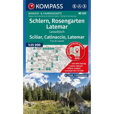 Rosengarten, Catinaccio, Schlern, Sciliar (Kompass - 628) - turistická mapa