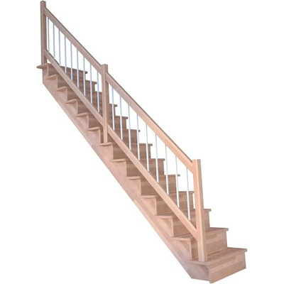 StarWood Schody Lindos bukové rovné 80cm uzavřené dřev. nerez.bílé zábradlí