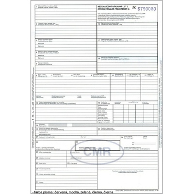 Igaz 278 CMR Medzinár. nákl. list A4, samoprepis, 5 listov