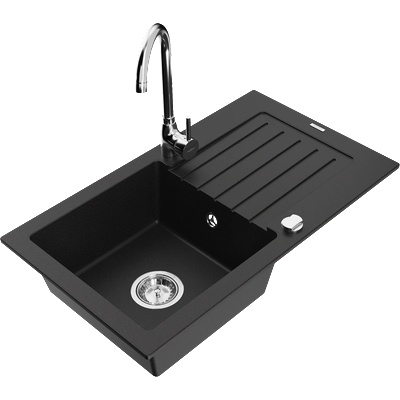 Mexen Pablo гранитна мивка с 1 отделение с отцедник и кухненски смесител (6510-77-670200-00)
