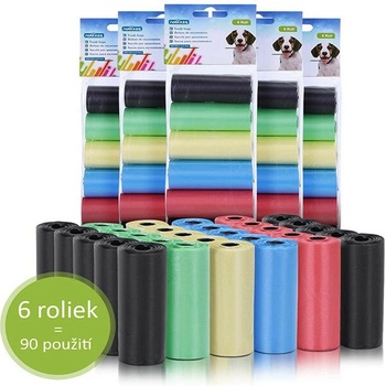 Nobleza Sáčky na exkrement 6 roliek farebné 6 x 15 ks