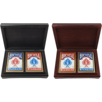 РЪЧНО ИЗРАБОТЕНА ДВОЙНА ДЪРВЕНА КУТИЯ С КАРТИ