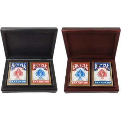 РЪЧНО ИЗРАБОТЕНА ДВОЙНА ДЪРВЕНА КУТИЯ С КАРТИ